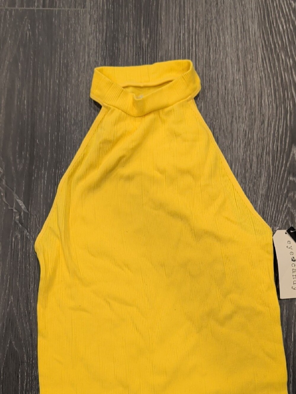 Yellow Ribbed Halter Tank Top - Picture 6 of 8